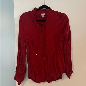 Chico's Red Blouse with Ruffle Detail